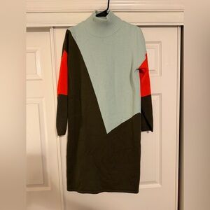 SKFK Colorblock Turtleneck Sweater Dress NWT Size Small